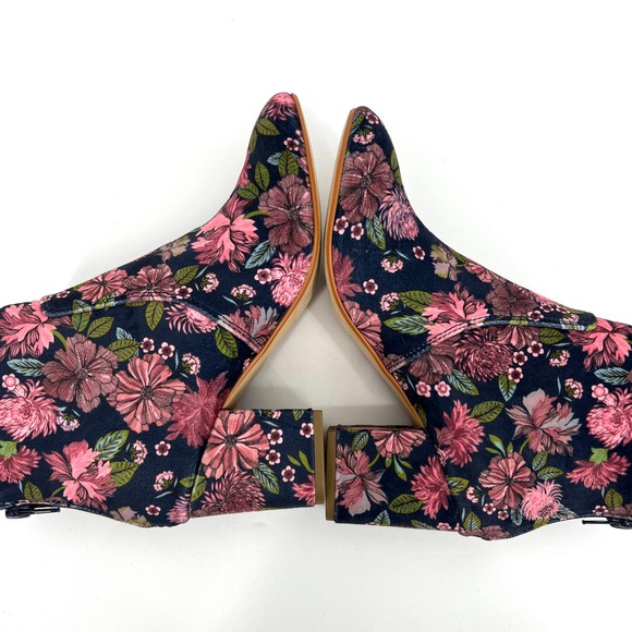 LOFT Womens Floral Ankle Boots Velvet Zip Up Booties Size 8.5 - Picture 5 of 9